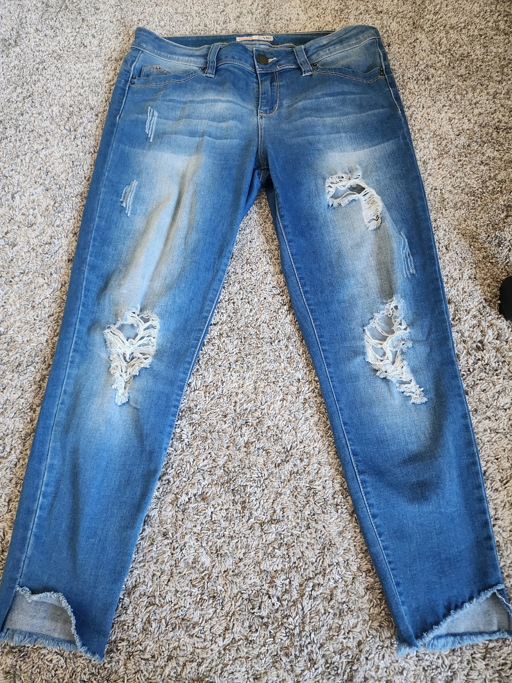 YMI Wanna Betta Butt Juniors 13 Distressed Jeans Raw Step Hem